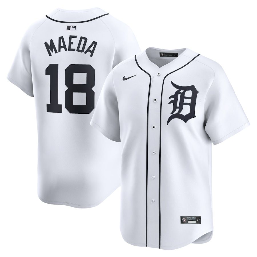 Men Detroit Tigers 18 Kenta Maeda Nike White Home Limited Player MLB Jersey